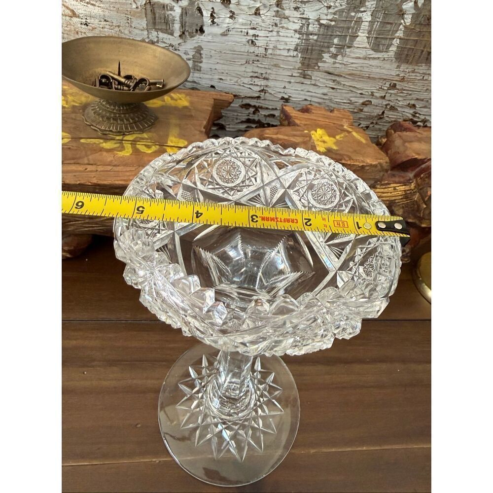 Elegant antique American Brilliant Period–style cut crystal compote heavy - Picture 9 of 9